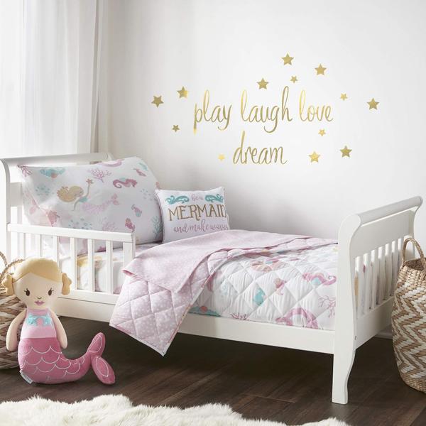 Imagem de Conjunto de roupa de cama Levtex Baby Mermaid rosa, branco para criança