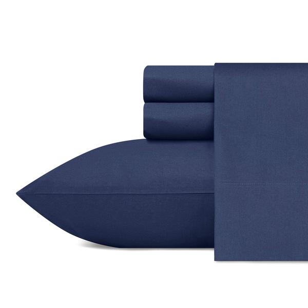 Imagem de Conjunto de roupa de cama Nautica Twin Sheets Cotton Percale Captains Navy