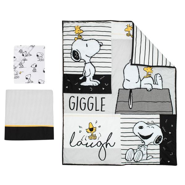 Imagem de Conjunto de roupa de cama para berço Lambs & Ivy Classic Snoopy de 3 peças