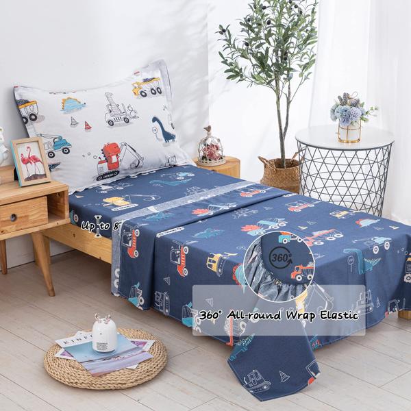 Imagem de Conjunto de roupa de cama para crianças de algodão reversível DJY Dinosaur Cars