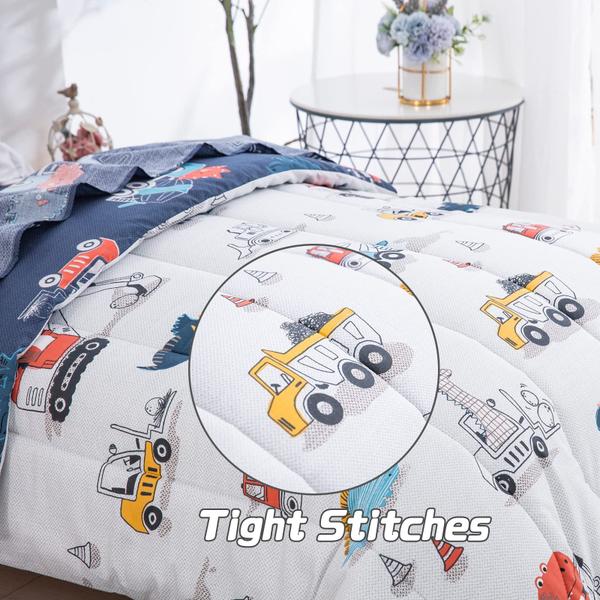 Imagem de Conjunto de roupa de cama para crianças de algodão reversível DJY Dinosaur Cars