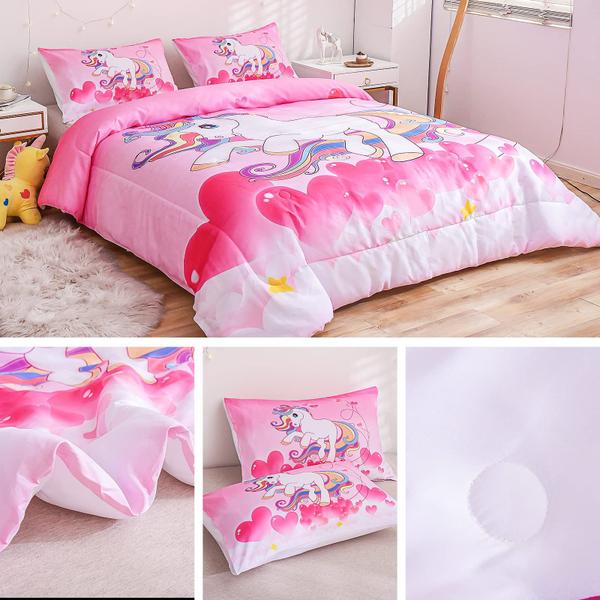 Imagem de Conjunto de roupa de cama PHANTASIM Unicorn Queen com edredom e 2 fronhas