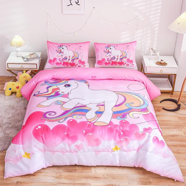 Imagem de Conjunto de roupa de cama PHANTASIM Unicorn Queen com edredom e 2 fronhas