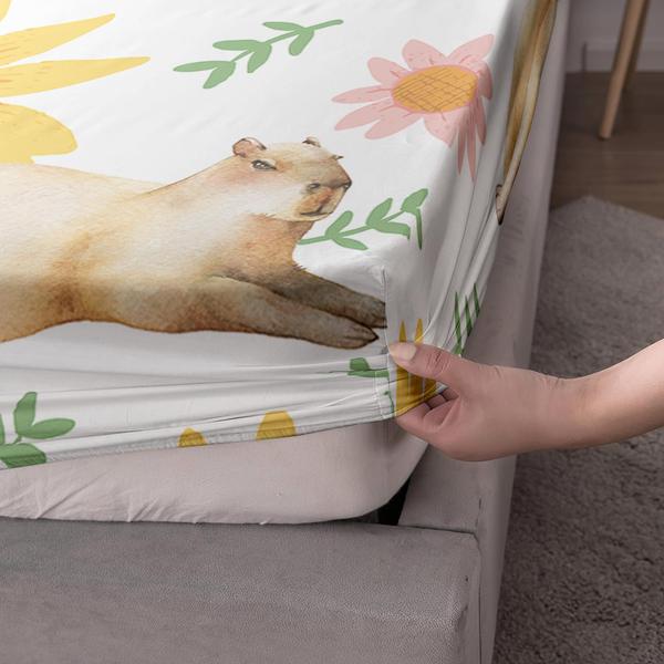 Imagem de Conjunto de roupa de cama QOOMO Cartoon Capybara Silky Soft Microfiber