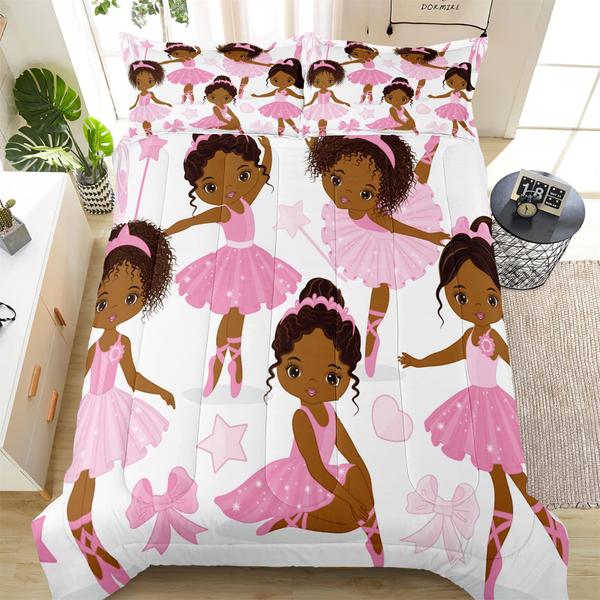 Imagem de Conjunto de roupa de cama SIRDO Queen Size African American Magic C Girls