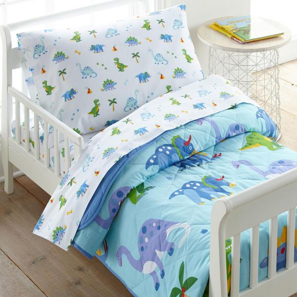 Imagem de Conjunto de roupa de cama Wildkin 100% algodão, 4 peças, dinossauro infantil