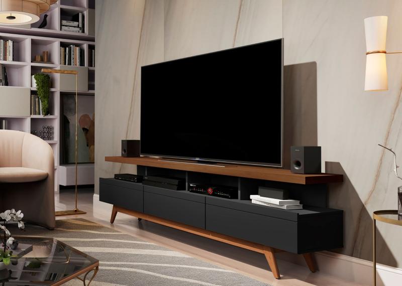 Imagem de Conjunto de Sala com Buffet Aparador Celta e Rack para TV 70" Vivare Wood 1.8 Giga Moveis