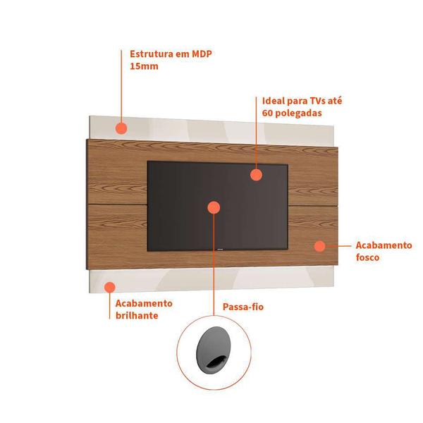 Imagem de Conjunto de Sala de Estar com Paínel para TV 60 Polegadas Rack Classic 2 GV e Buffet Classic 4 PT Freijó