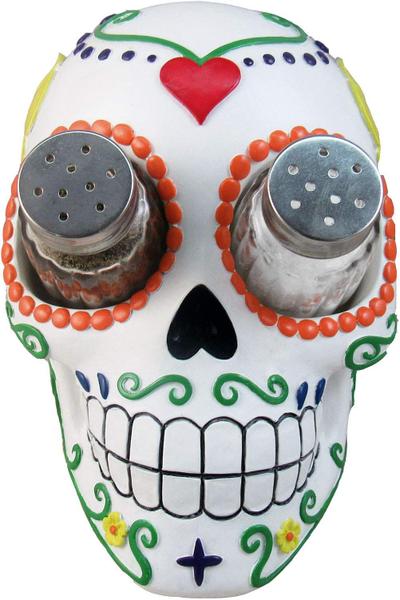 Imagem de Conjunto de saleiro e pimenteiro DWK Sugar Skull de 7 polegadas