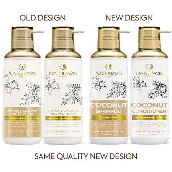 Imagem de Conjunto de shampoo e condicionador Naturavis Coconut com óleo de jojoba