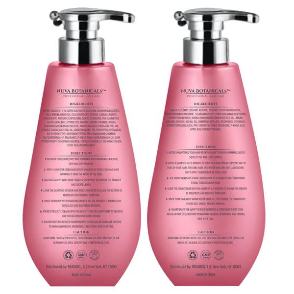 Imagem de Conjunto de shampoo e condicionador Nuva Botanicals Keratin 500mL