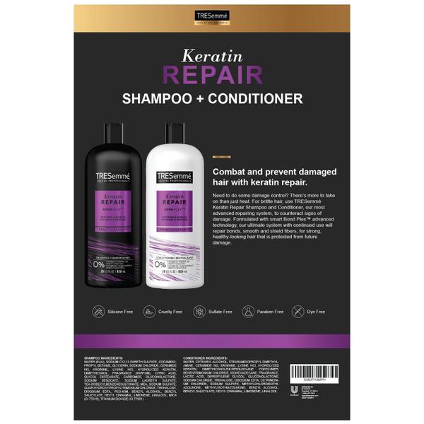 Imagem de Conjunto de shampoo e condicionador para tratamento capilar TRESemmé Keratin