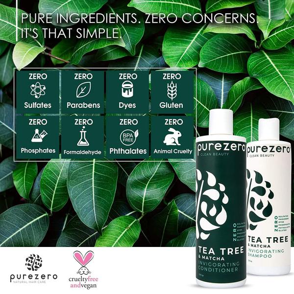 Imagem de Conjunto de shampoo e condicionador Purezero Tea Tree & Matcha 600mL