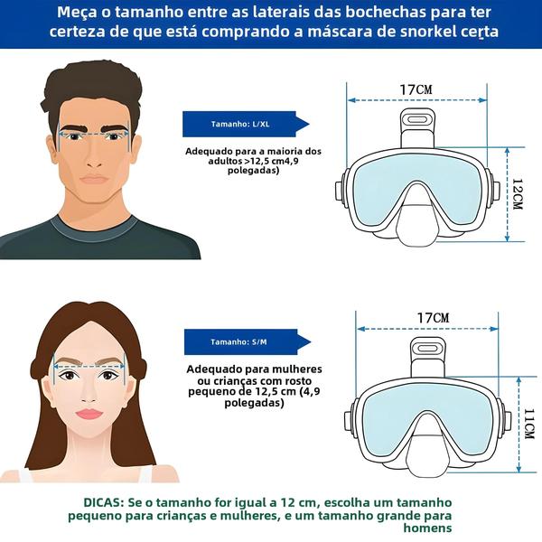 Imagem de Conjunto de Snorkel e Máscara de Mergulho Dobrável - Antiembaçante com Sistema Seco Superior