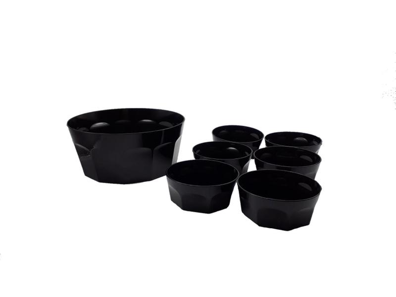 Imagem de Conjunto De Sobremesa Oitavado Tigela Potes 7 Peças Preto