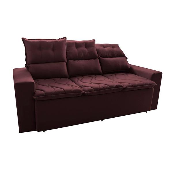 Imagem de Conjunto de Sofá 3 e 2 Lugares Retrátil e Reclinável 2,00x1,50m Cama inBox Smal Suede Vinho