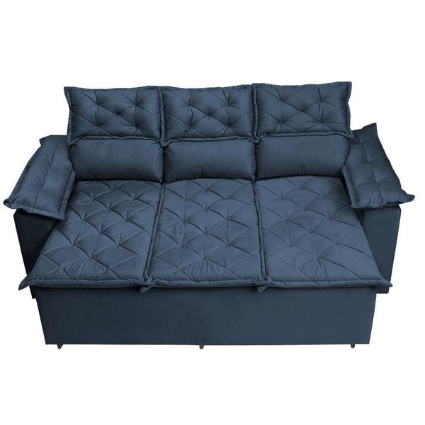 Imagem de Conjunto de Sofá 3 e 2 Lugares Retrátil e Reclinável Cama inBox Compact 2,00x1,50m Velusoft Azul