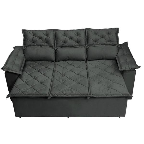 Imagem de Conjunto de Sofá 3 e 2 Lugares Retrátil e Reclinável Cama inBox Compact 2,00x1,50m Velusoft Cinza