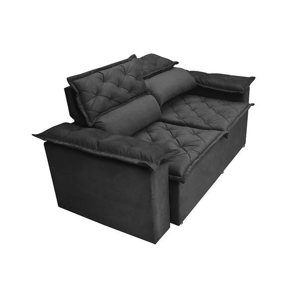 Imagem de Conjunto de Sofá 3 e 2 Lugares Retrátil e Reclinável Cama inBox Compact 2,00x1,50m Velusoft Preto