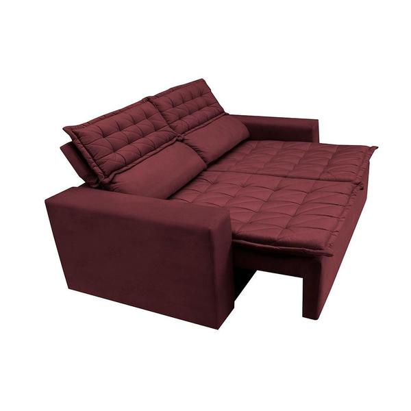 Imagem de Conjunto de Sofá 3 e 2 Lugares Retrátil e Reclinável Cama inBox Slim 2,00x1,50m Velusoft Vinho