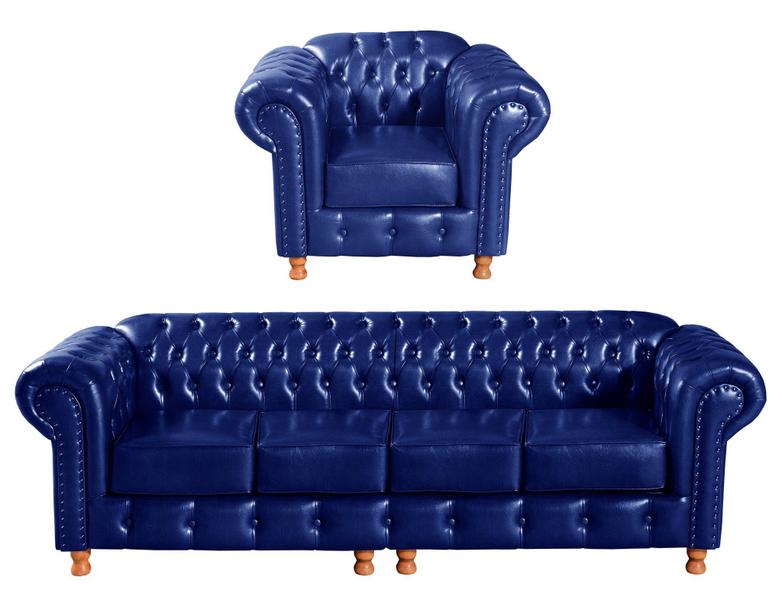 Imagem de Conjunto de Sofá 4 Lugares e 1 Poltrona Chesterfield Luís Xv