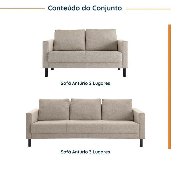 Imagem de Conjunto de Sofá Antúrio 3 e 2 Lugares com Usb em Linho CabeCasa MadeiraMadeira