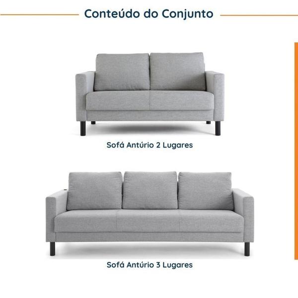 Imagem de Conjunto de Sofá Antúrio 3 e 2 Lugares com Usb em Linho CabeCasa MadeiraMadeira