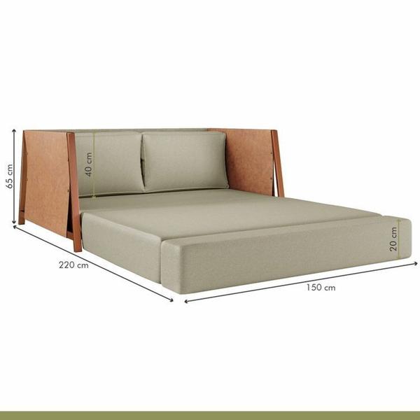 Imagem de Conjunto de Sofá Cama com 2 Poltronas em Linho Cobre/Bege