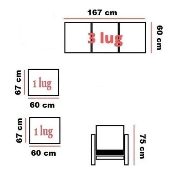 Imagem de Conjunto de sofá madeira maciça  3 e 1 e 1 lugares com almofadas cor imbuia