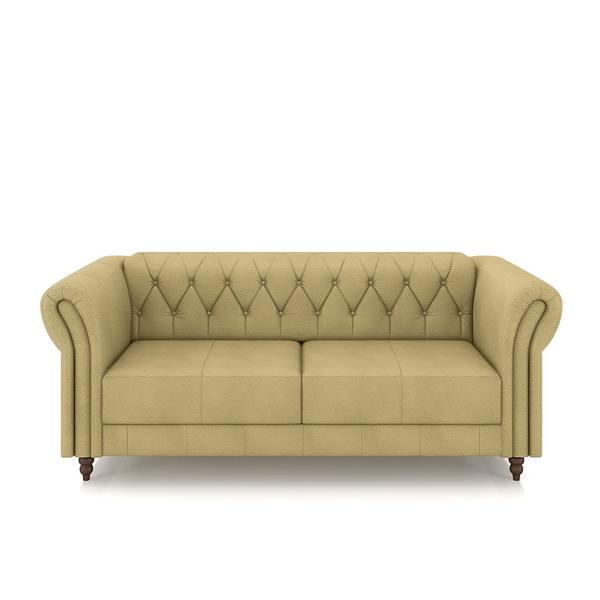 Imagem de Conjunto de Sofá Sala de Estar Stanford Chesterfield 2 e 3 Lugares 180cm/260cm Pés Madeira Couro Bege G58 - Gran Belo