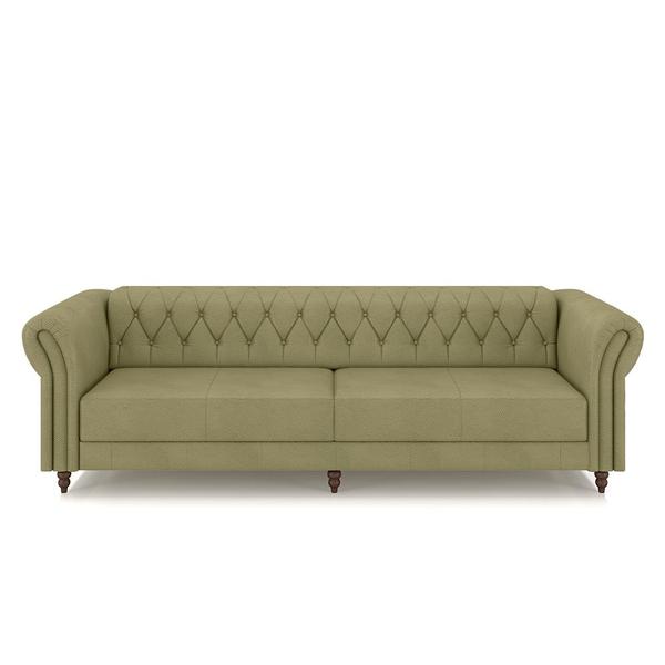 Imagem de Conjunto de Sofá Sala de Estar Stanford Chesterfield 2 e 3 Lugares 180cm/260cm Pés Madeira Couro Fendi G58 - Gran Belo