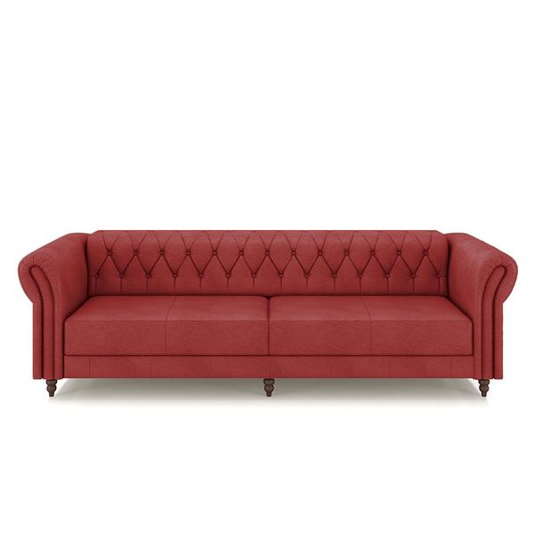 Imagem de Conjunto de Sofá Sala de Estar Stanford Chesterfield 2 e 3 Lugares 200cm/240cm Pés Madeira Couro Vermelho G58 - Gran Belo