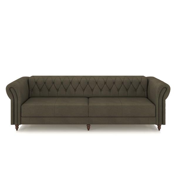 Imagem de Conjunto de Sofá Sala de Estar Stanford Chesterfield 2 e 3 Lugares 200cm/260cm Pés Madeira Couro Capuccino G58 - Gran Belo