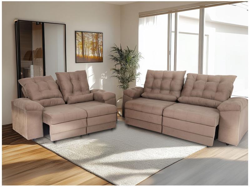 Conjunto de Sofás 2 e 3 lugares Retrátil Reclinável Suede Phormatta Colômbia SMP Conjunto de Sofás 2 e 3 lugares Retrátil Reclinável Suede Phormatta Colômbia SMP