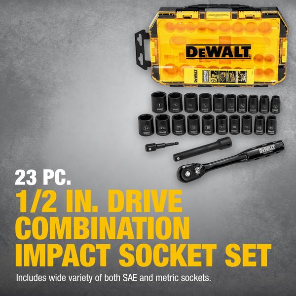 Imagem de Conjunto de soquetes de impacto DEWALT DWMT74739, unidade 1/2 de 23 peças