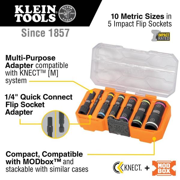 Imagem de Conjunto de soquetes Klein Tools 65619 KNECT Flip-10 Metric Impact