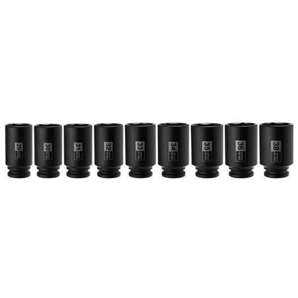 Imagem de Conjunto de soquetes Mayouko 9PCS 1/2" Drive Deep Impact 29-38 mm