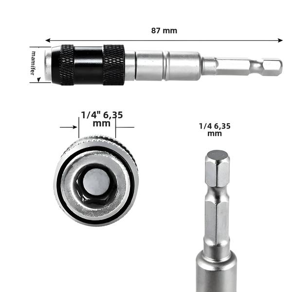 Imagem de Conjunto De Suporte De Broca Giratória Magnética De Liberação Rápida Hexagonal De 1/4 De Polegada