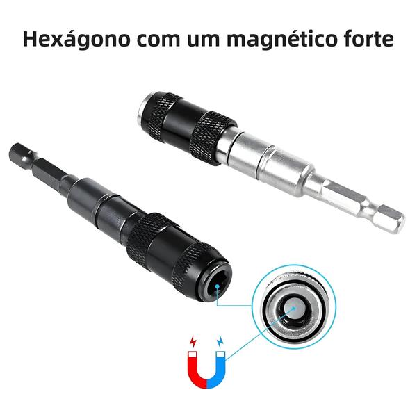 Imagem de Conjunto De Suporte De Broca Giratória Magnética De Liberação Rápida Hexagonal De 1/4 De Polegada