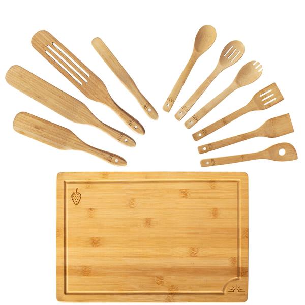 Imagem de Conjunto de tábuas de corte SOL LIBRA Bamboo com utensílios e espirais