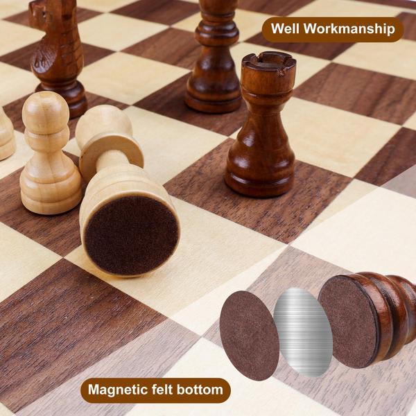 Imagem de Conjunto de tabuleiro de xadrez Gothink Magnetic Wooden de 15 polegadas com manual