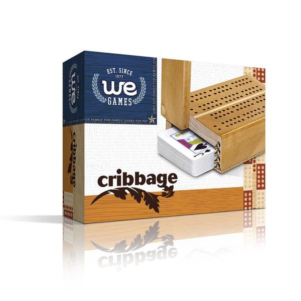 Imagem de Conjunto de tabuleiros Travel Cribbage WE Games de madeira com cartões e pinos