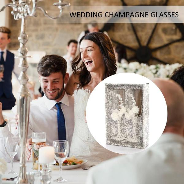 Imagem de Conjunto de taças de champanhe Wokex Wedding Bride Groom Toasting 2 unidades