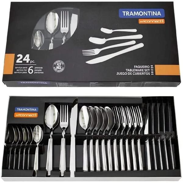 Imagem de Conjunto de Talher 24 Peças Inox Buzios Tramontina Original