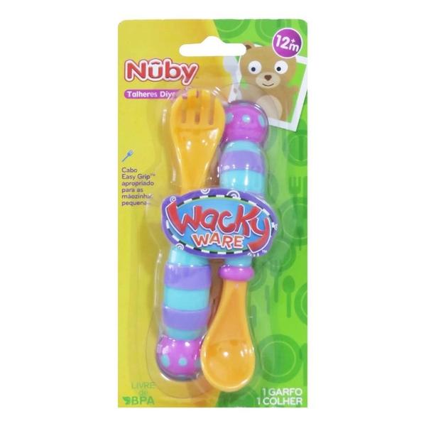 Conjunto de talher baby garfo e colher 12+ nuby Imagem de Conjunto de talher baby garfo e colher 12+ nuby
