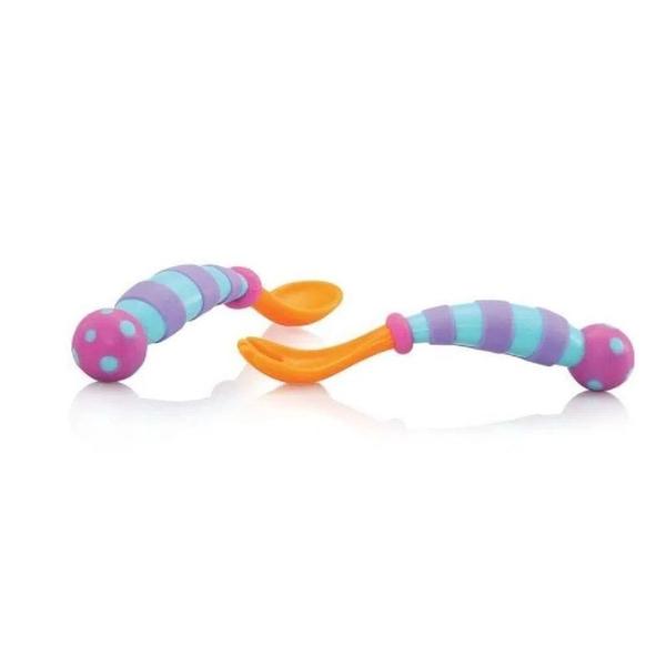 Conjunto de talher baby garfo e colher 12+ nuby Imagem de Conjunto de talher baby garfo e colher 12+ nuby