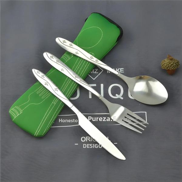 Conjunto de Talheres de Piquenique Portátil e Lavável com Zíper Imagem de Conjunto de Talheres de Piquenique Portátil e Lavável com Zíper