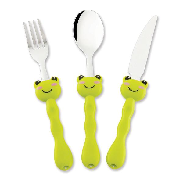 Conjunto De Talheres Infantil Sapo Verde 3 Pc - Hercules Imagem de Conjunto De Talheres Infantil Sapo Verde 3 Pc