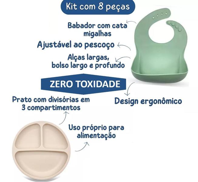 Imagem de Conjunto De Talheres Infantis, Talheres De Silicone, Prato 8 Peças