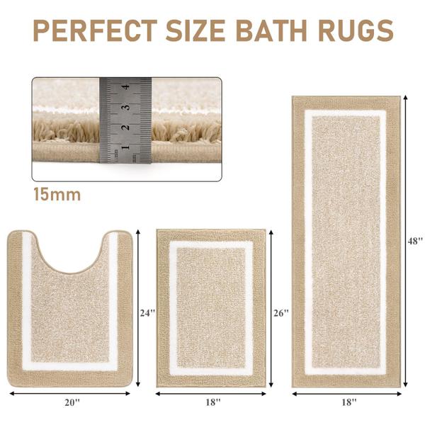 Imagem de Conjunto de tapetes de banheiro Pauwer Microfiber Shaggy Bath Mat 3 peças